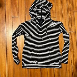 GAP Navy and White Striped Waffle Hoodie